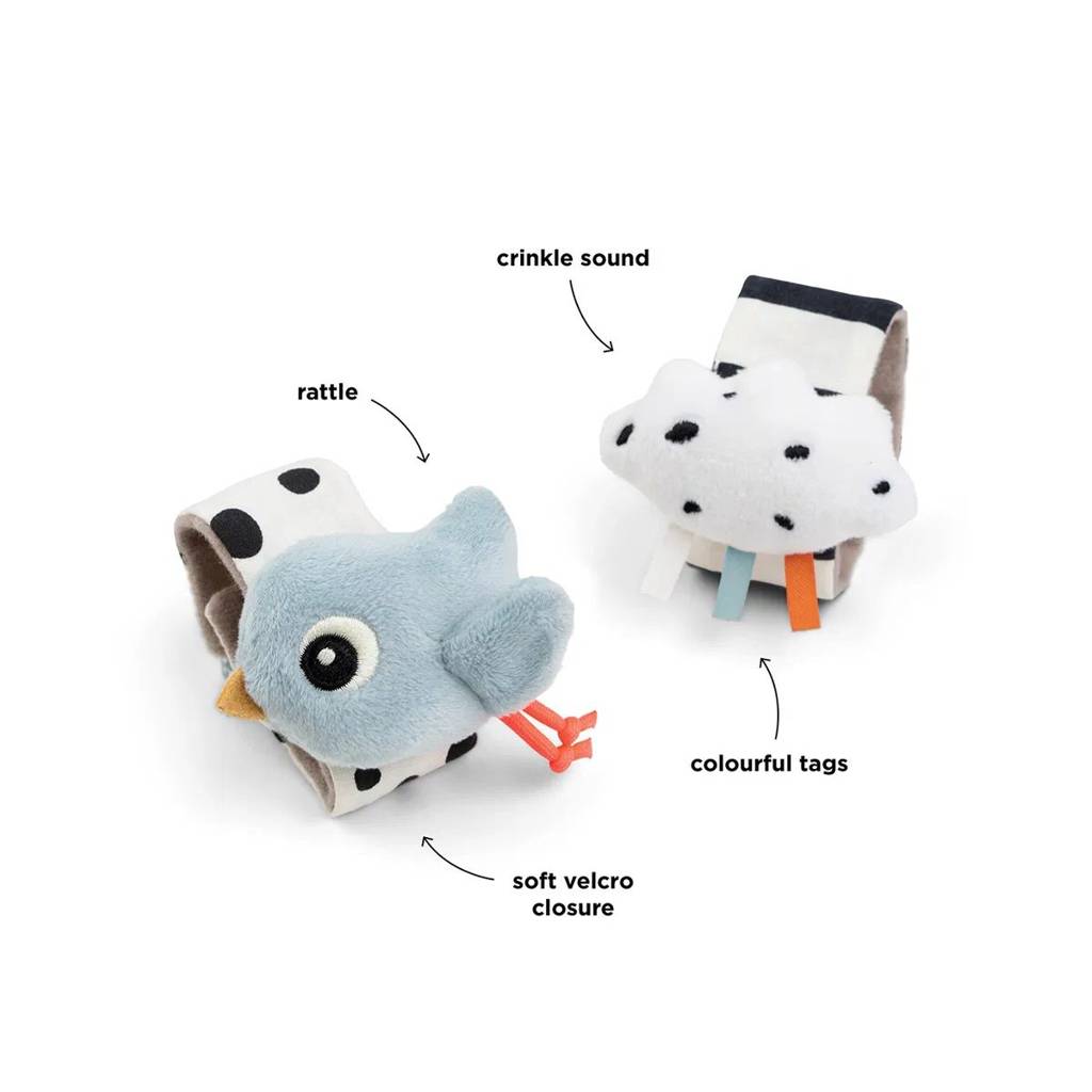 Wrist Rattle Set (2) - Happy Clouds